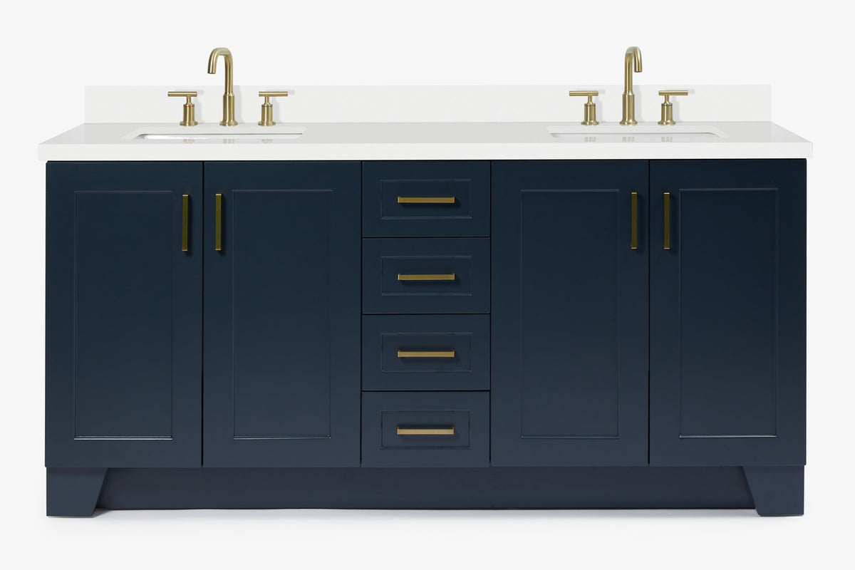 Ariel taylor (72"& 73") double rectangle sink vanity with marble (0.75" & 1.5") countertop.