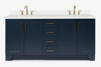 Ariel taylor (72"& 73") double rectangle sink vanity with marble (0.75" & 1.5") countertop.