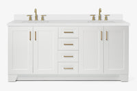 Ariel taylor (72"& 73") double rectangle sink vanity with marble (0.75" & 1.5") countertop.