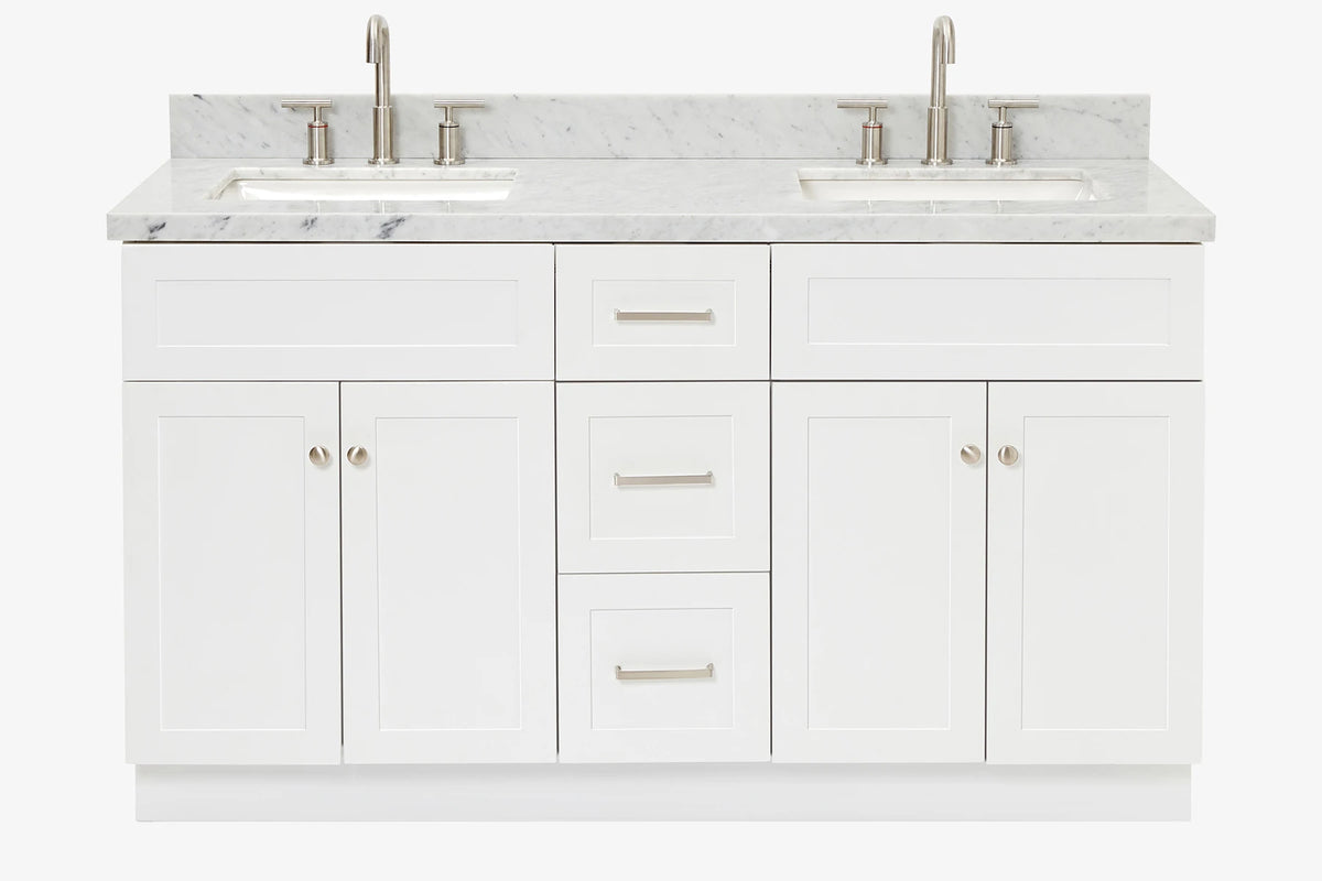 Ariel hamlet (60"& 61") double rectangle sink vanity with (0.75"& 1.5") countertop.