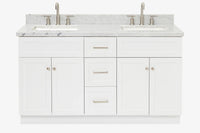Ariel hamlet (60"& 61") double rectangle sink vanity with (0.75"& 1.5") countertop.