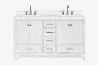 Ariel cambridge( 60 in , 61 in )  double rectangle sink vanity with Marble (0.75 in, 1.5 in, 2 in) countertop