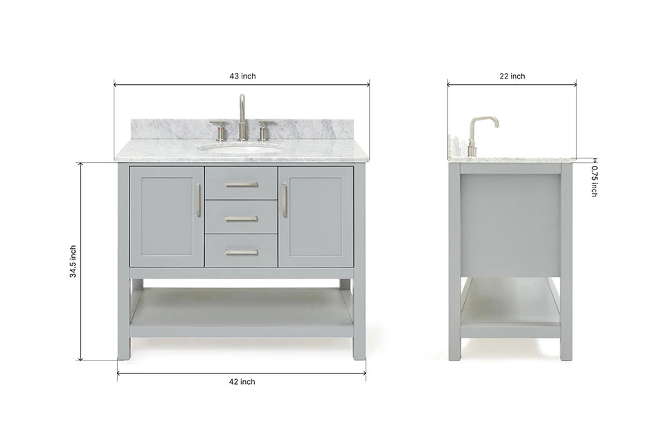 Ariel bayhill 42-43 in. oval sink vanity with (0.75,1.5) in countertop