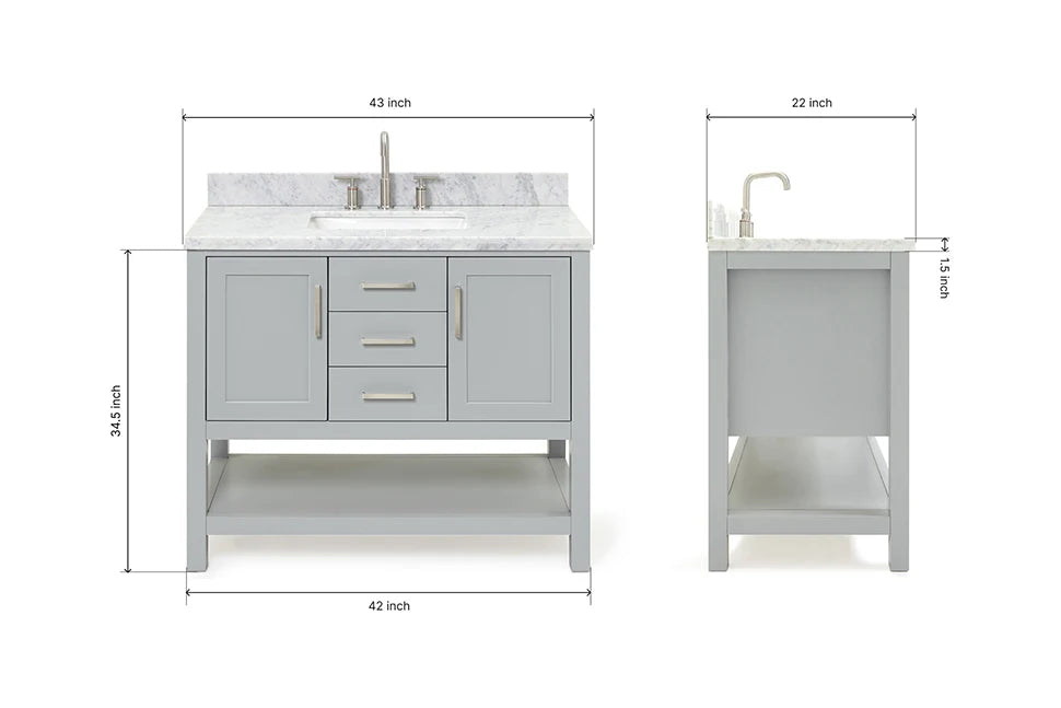 Ariel bayhill 42-43 in. rectangle sink vanity with (0.75 ,1.5)  countertop