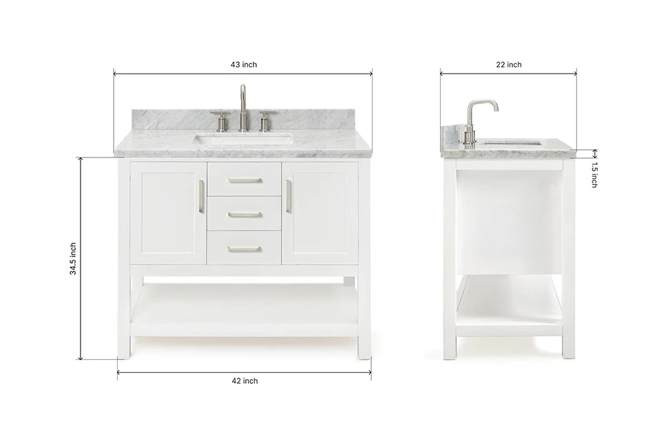 Ariel bayhill 42-43 in. rectangle sink vanity with (0.75 ,1.5)  countertop