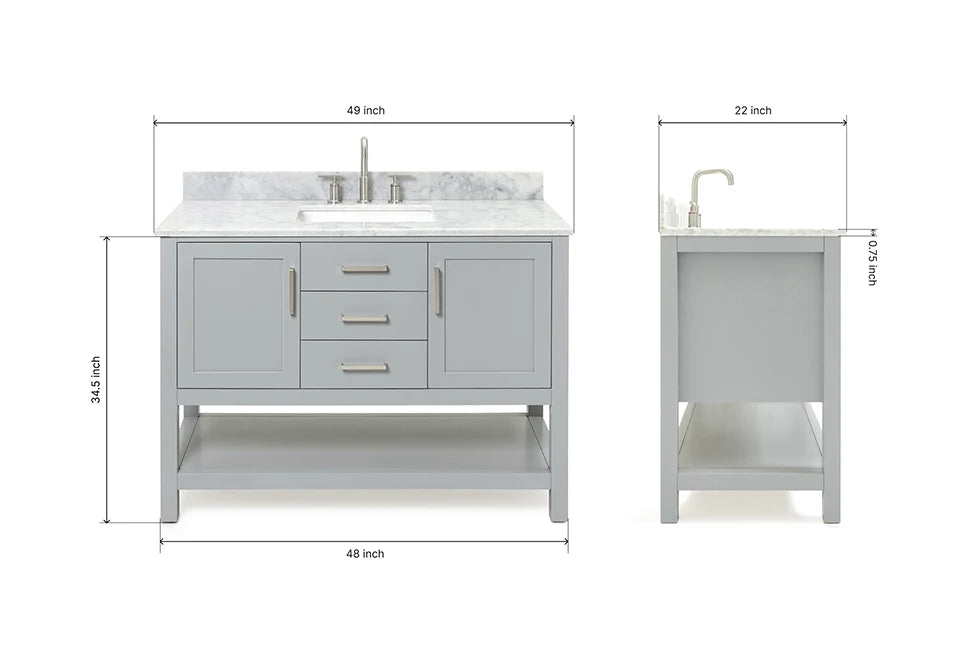 Ariel bayhill (48-49) in. rectangle sink vanity with 0.75 in. countertop