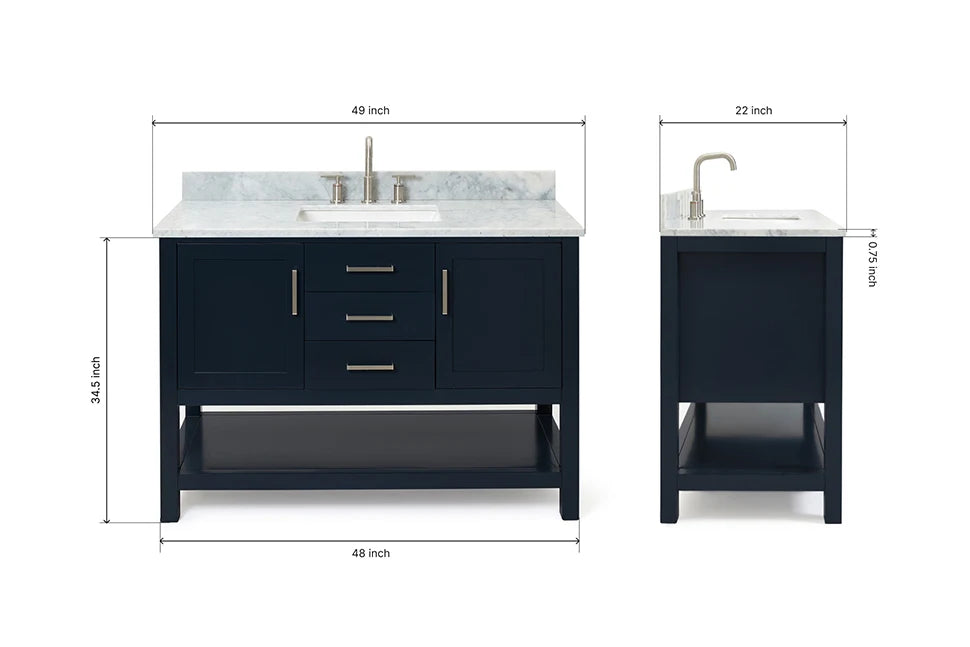 Ariel bayhill (48-49) in. rectangle sink vanity with 0.75 in. countertop