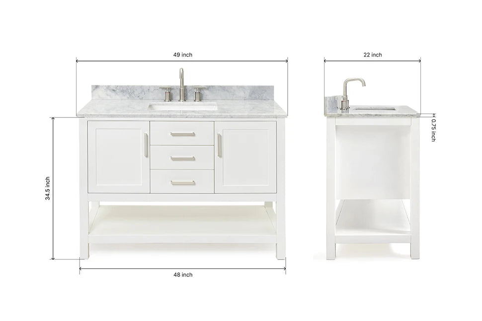 Ariel bayhill (48-49) in. rectangle sink vanity with 0.75 in. countertop