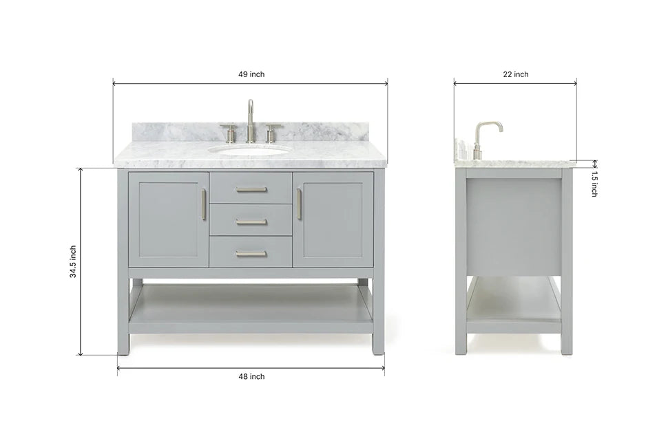 Ariel bayhill 48-49 in. oval sink vanity with (0.75,1.5) countertop