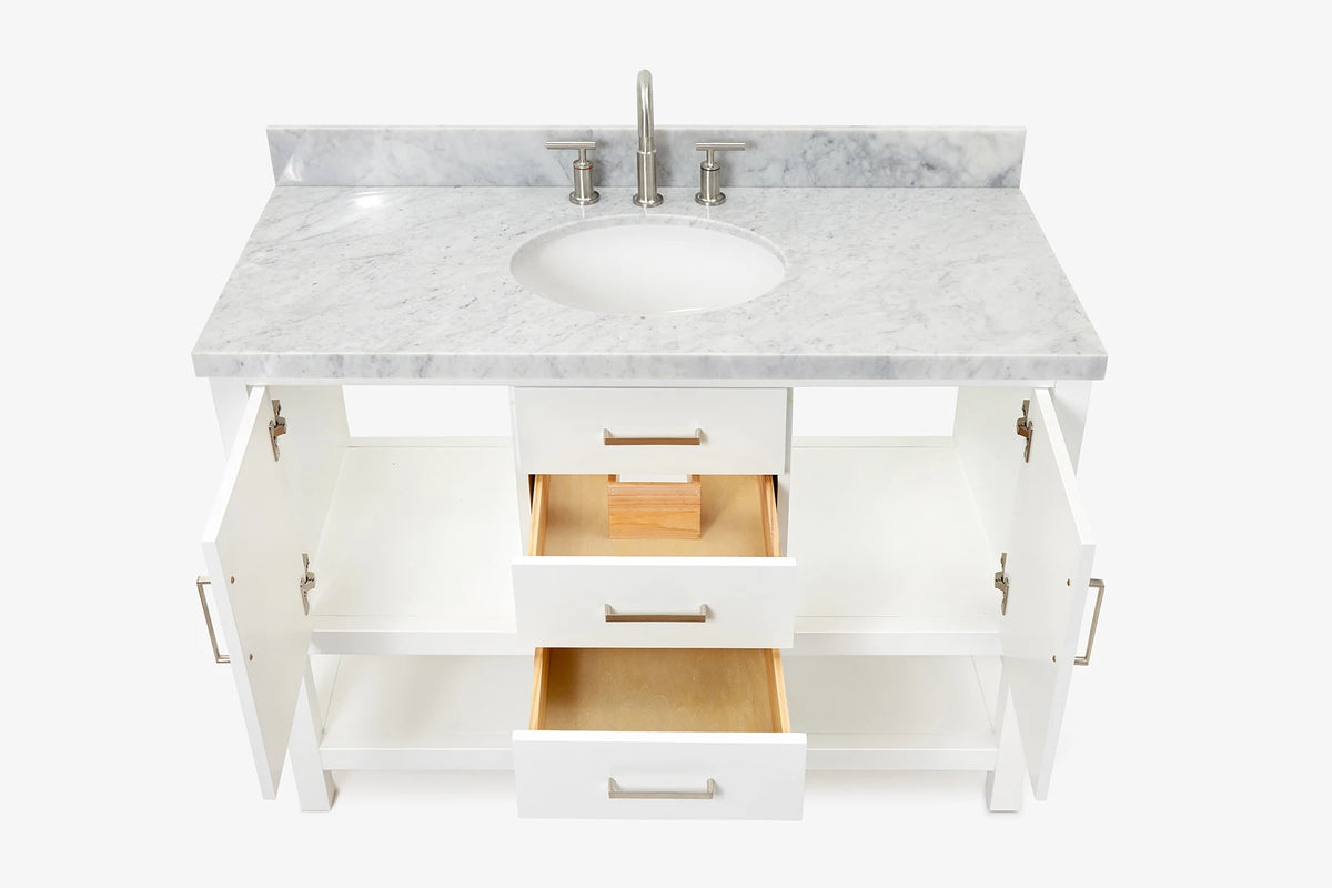 Ariel bayhill 48-49 in. oval sink vanity with (0.75,1.5) countertop