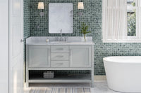 Ariel bayhill 54-55 in. oval sink vanity with carrara white marble (0.75,1.5) countertop