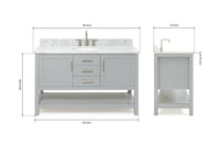 Ariel bayhill 54-55 in. oval sink vanity with carrara white marble (0.75,1.5) countertop