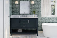 Ariel bayhill 54-55 in. oval sink vanity with carrara white marble (0.75,1.5) countertop