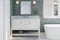 Ariel bayhill 54-55 in. oval sink vanity with carrara white marble (0.75,1.5) countertop
