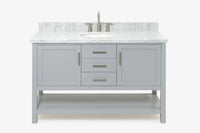 Ariel bayhill 54-55 in. oval sink vanity with carrara white marble (0.75,1.5) countertop