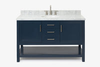 Ariel bayhill 54-55 in. oval sink vanity with carrara white marble (0.75,1.5) countertop