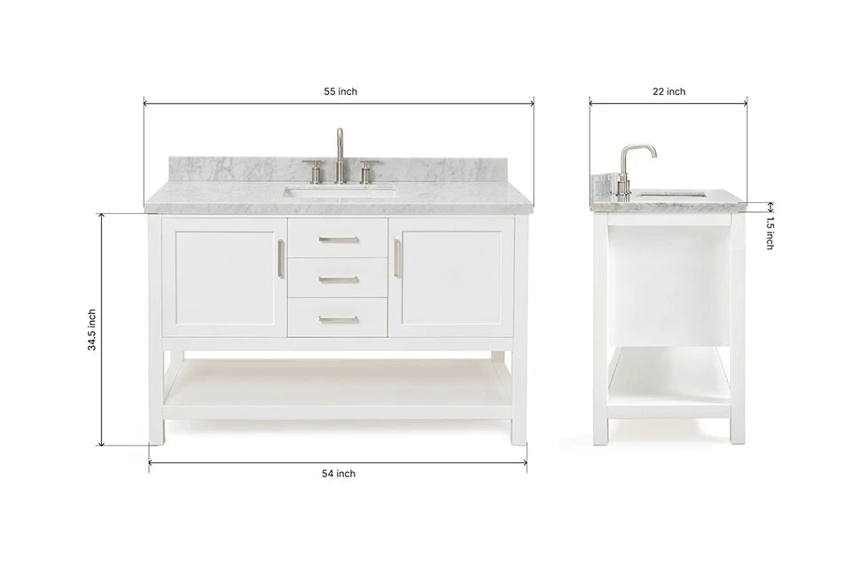 Ariel bayhill 54-55 in. rectangle sink vanity with (0.75,1.5)  countertop
