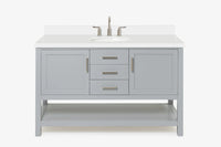 Ariel bayhill 54-55 in. oval sink vanity with carrara white marble (0.75,1.5) countertop