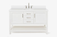Ariel bayhill 54-55 in. oval sink vanity with carrara white marble (0.75,1.5) countertop