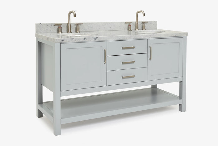 Ariel bayhill 60-61 in. double oval sink vanity with (0.75,1.5)  countertop