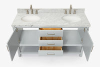 Ariel bayhill 60-61 in. double oval sink vanity with (0.75,1.5)  countertop