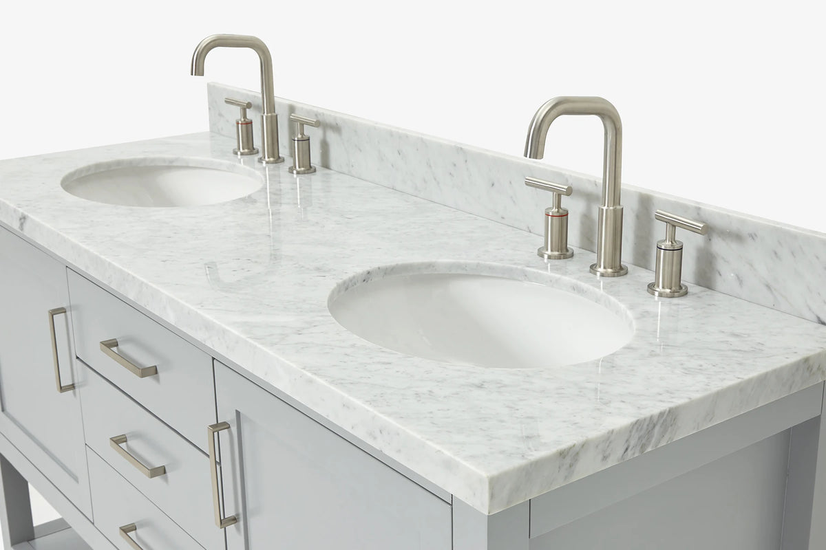 Ariel bayhill 60-61 in. double oval sink vanity with (0.75,1.5)  countertop