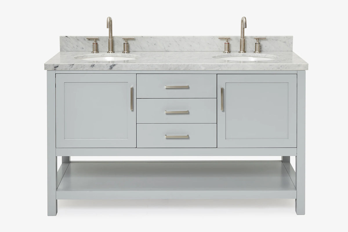 Ariel bayhill 60-61 in. double oval sink vanity with (0.75,1.5)  countertop