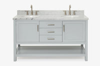 Ariel bayhill 60-61 in. double oval sink vanity with (0.75,1.5)  countertop