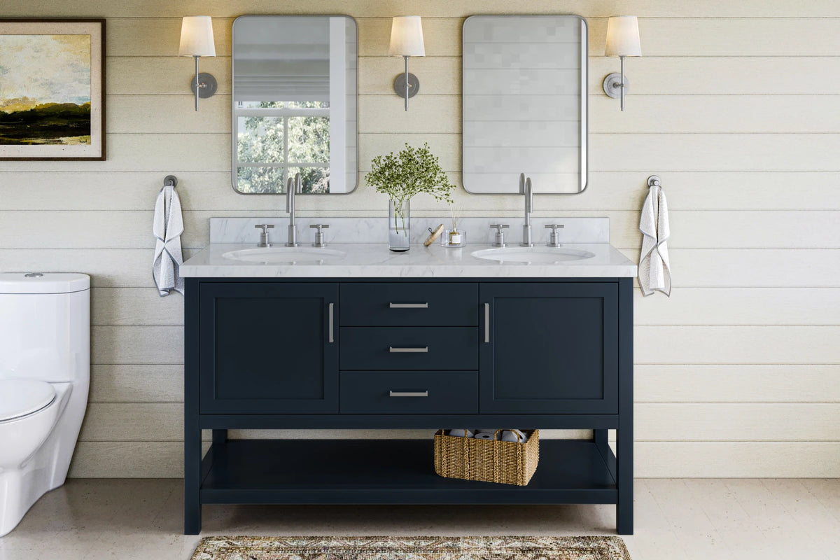 Ariel bayhill 60-61 in. double oval sink vanity with (0.75,1.5)  countertop