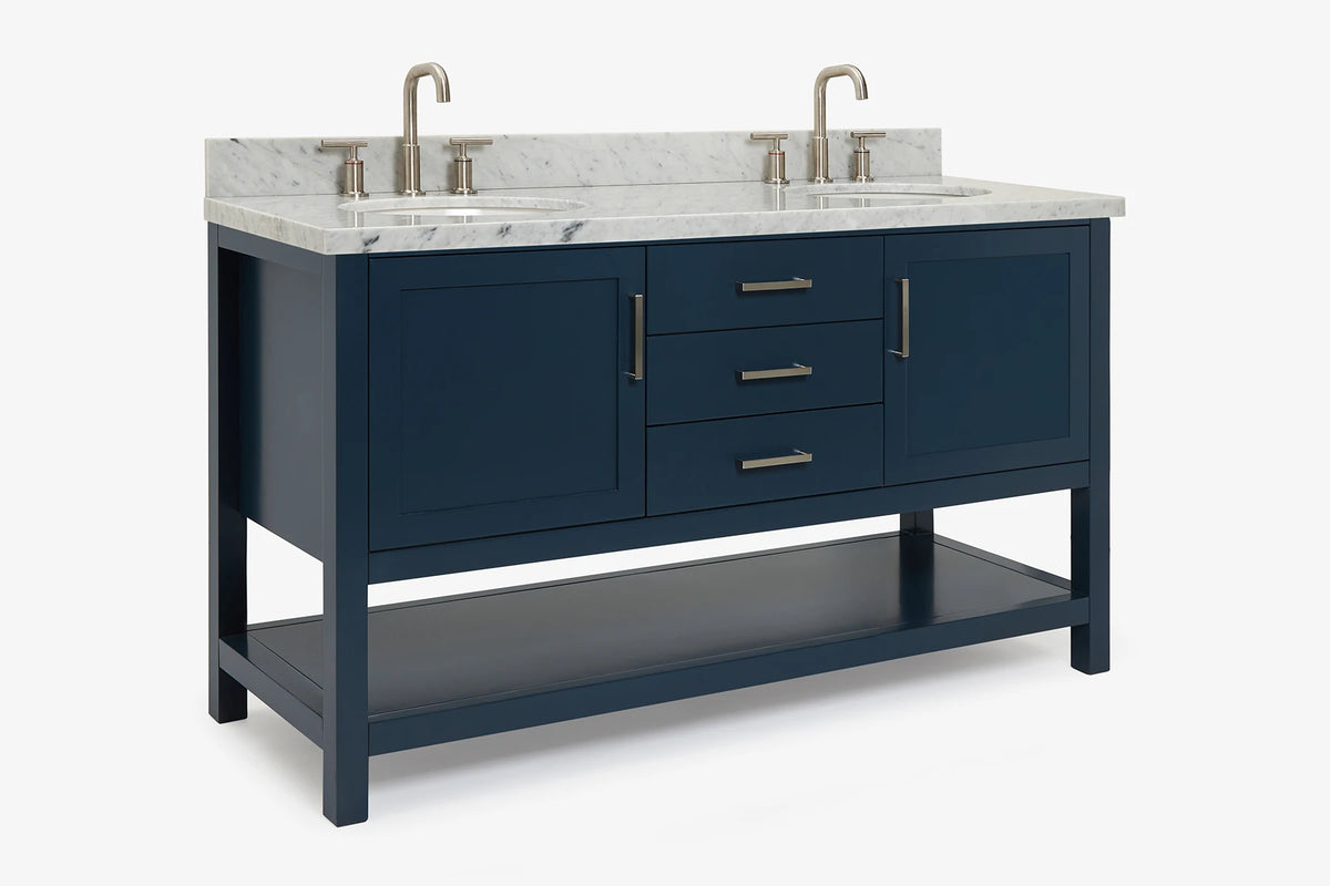 Ariel bayhill 60-61 in. double oval sink vanity with (0.75,1.5)  countertop