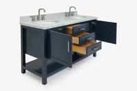 Ariel bayhill 60-61 in. double oval sink vanity with (0.75,1.5)  countertop