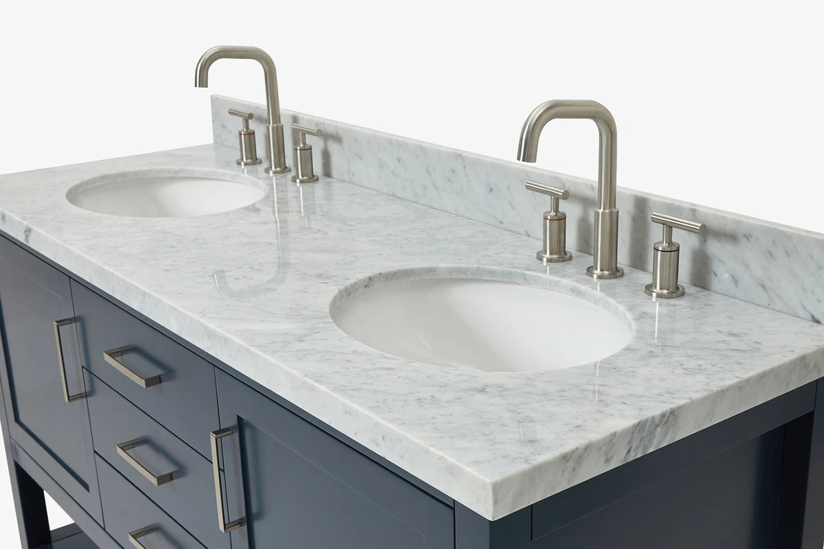Ariel bayhill 60-61 in. double oval sink vanity with (0.75,1.5)  countertop