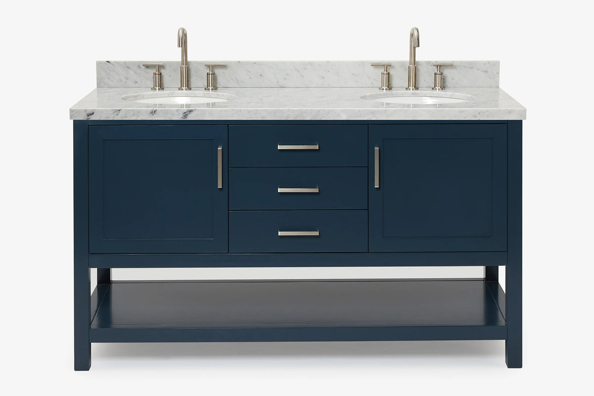 Ariel bayhill 60-61 in. double oval sink vanity with (0.75,1.5)  countertop