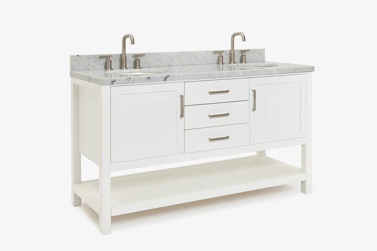 Ariel bayhill 60-61 in. double oval sink vanity with (0.75,1.5)  countertop