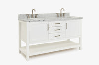 Ariel bayhill 60-61 in. double oval sink vanity with (0.75,1.5)  countertop