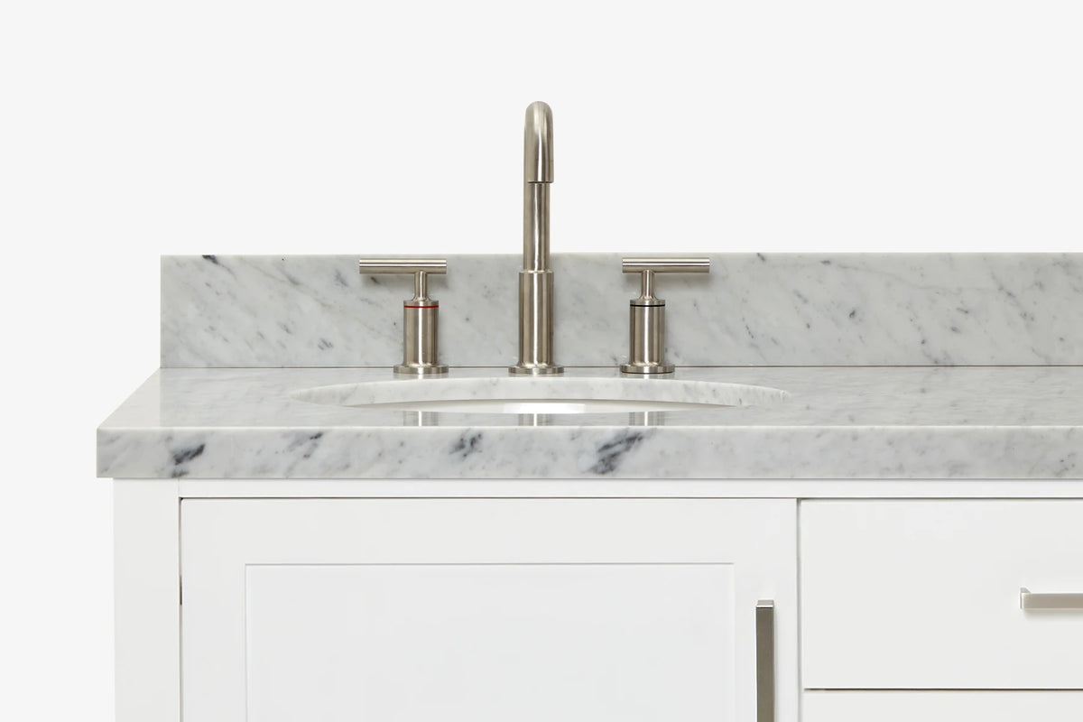 Ariel bayhill 60-61 in. double oval sink vanity with (0.75,1.5)  countertop