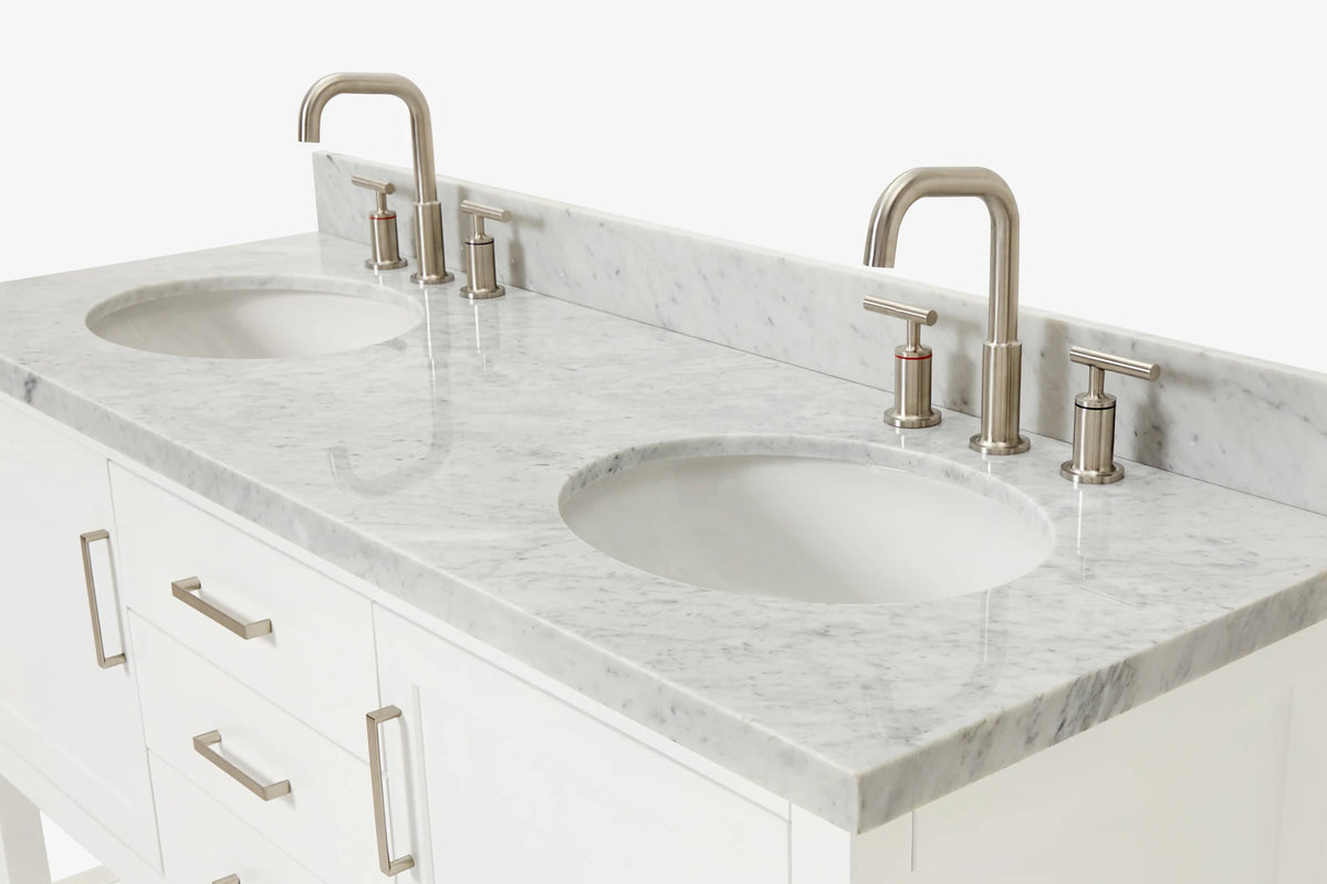 Ariel bayhill 60-61 in. double oval sink vanity with (0.75,1.5)  countertop