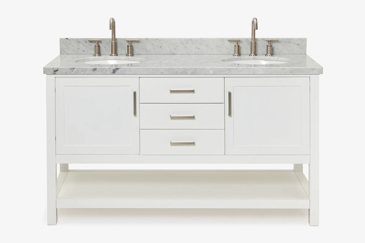 Ariel bayhill 60-61 in. double oval sink vanity with (0.75,1.5)  countertop