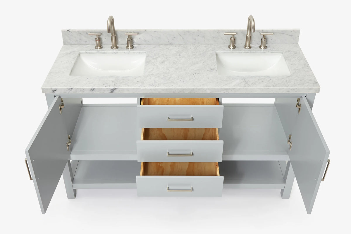 Ariel bayhill 60-61 in. double rectangle sink vanity with 0.75,1.5 countertop