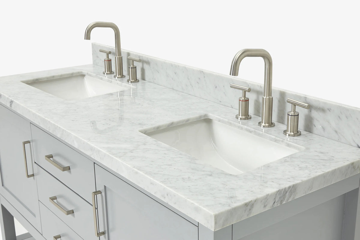 Ariel bayhill 60-61 in. double rectangle sink vanity with 0.75,1.5 countertop