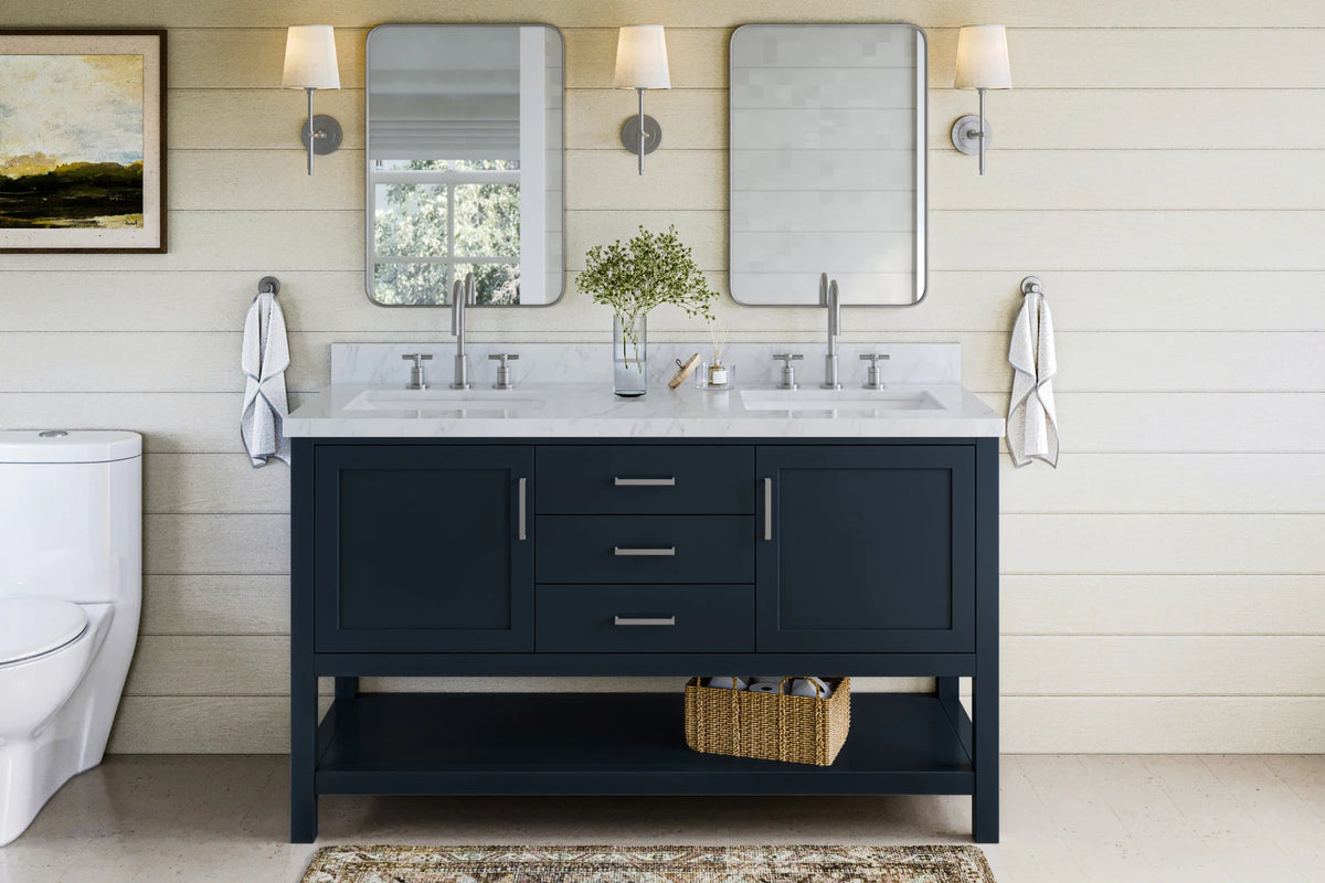 Ariel bayhill 60-61 in. double rectangle sink vanity with 0.75,1.5 countertop