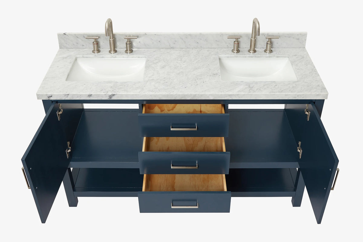 Ariel bayhill 60-61 in. double rectangle sink vanity with 0.75,1.5 countertop
