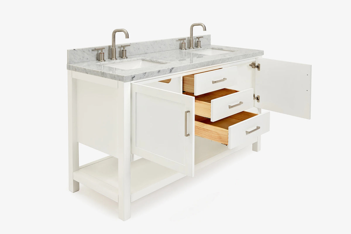 Ariel bayhill 60-61 in. double rectangle sink vanity with 0.75,1.5 countertop