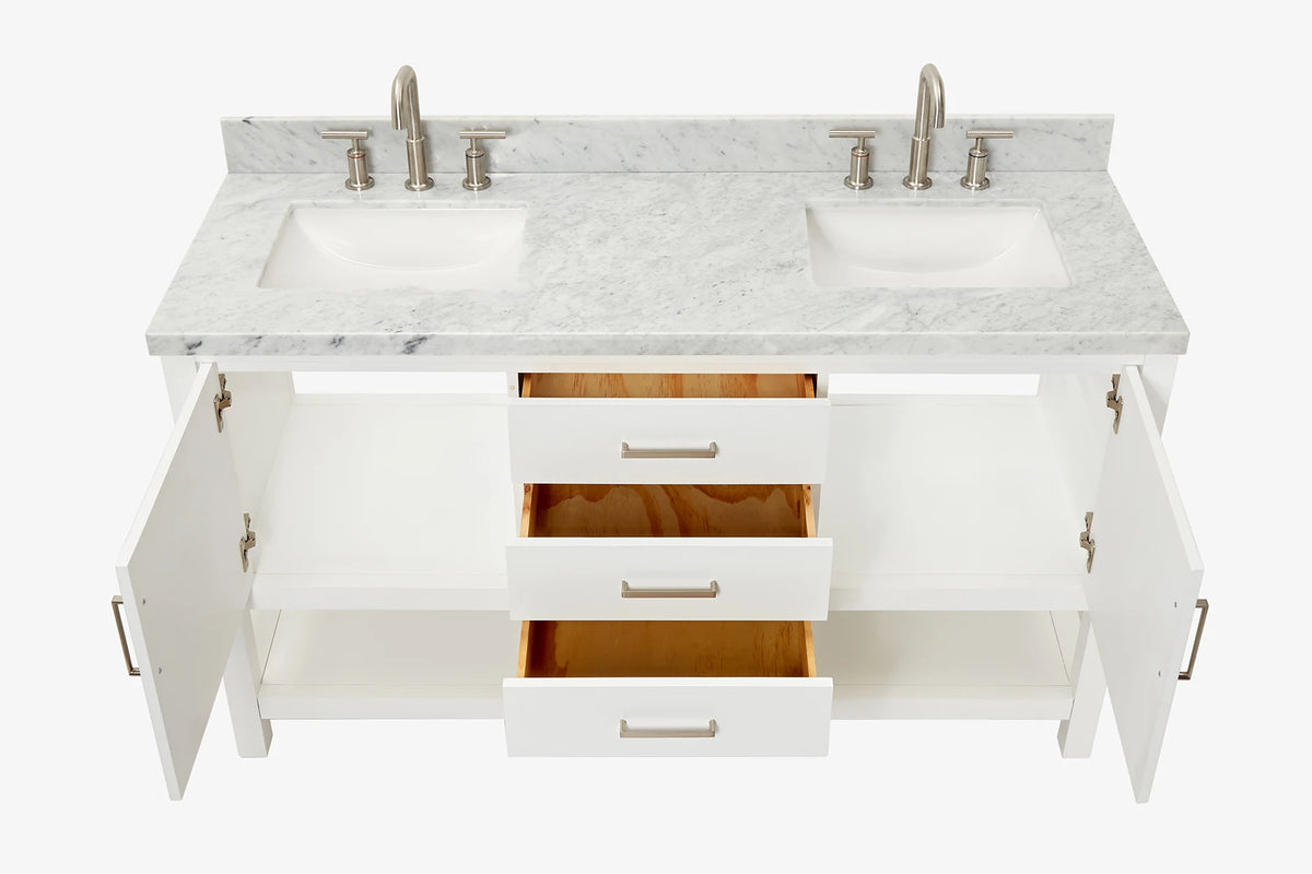 Ariel bayhill 60-61 in. double rectangle sink vanity with 0.75,1.5 countertop