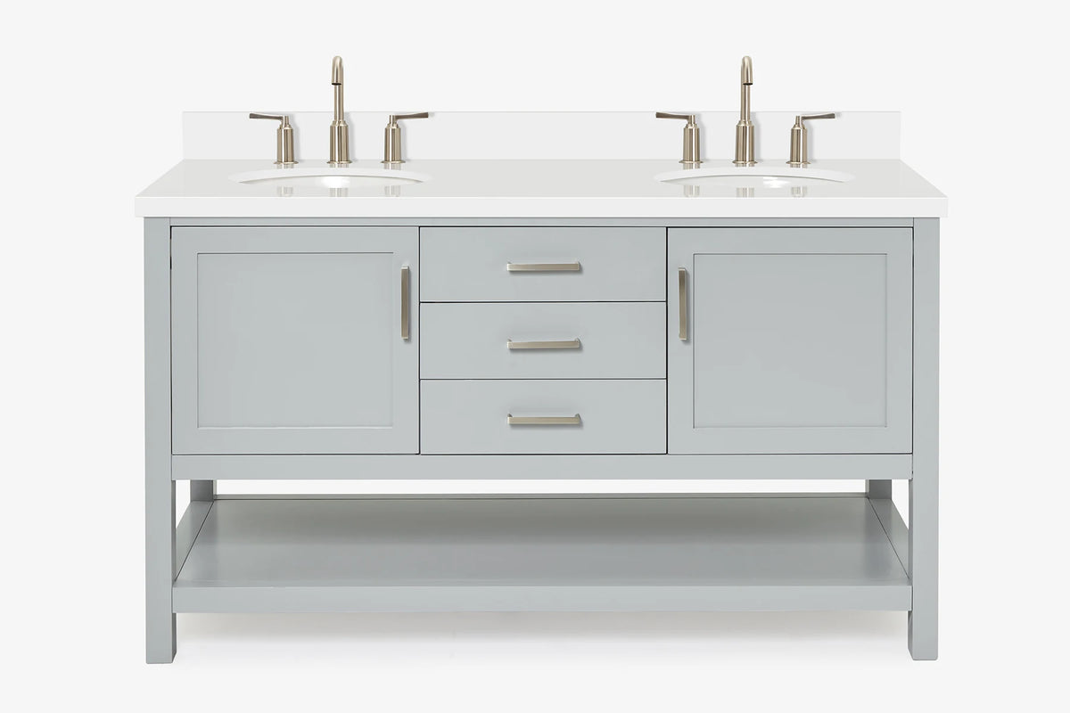 Ariel bayhill 60-61 in. double oval sink vanity with (0.75,1.5)  countertop