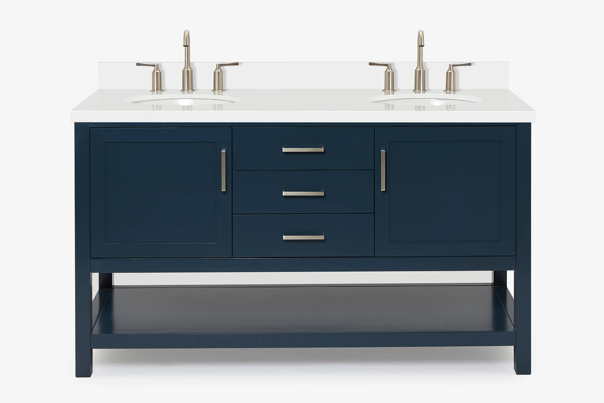 Ariel bayhill 60-61 in. double oval sink vanity with (0.75,1.5)  countertop