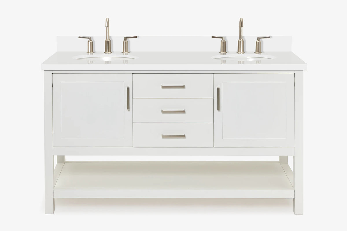 Ariel bayhill 60-61 in. double oval sink vanity with (0.75,1.5)  countertop