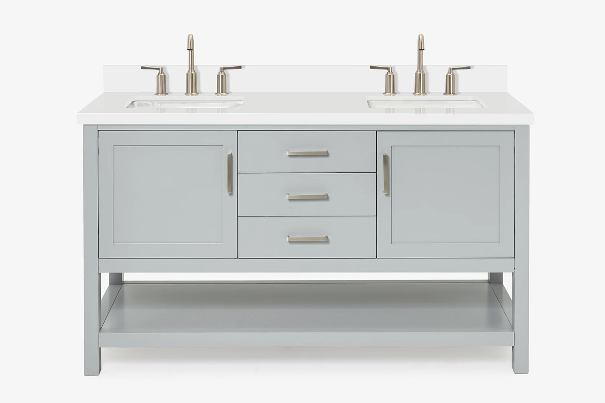 Ariel bayhill 60-61 in. double rectangle sink vanity with 0.75,1.5 countertop