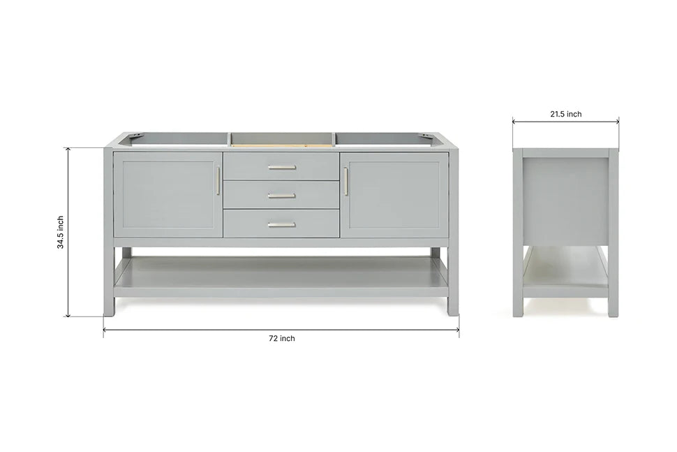 Ariel bayhill 72 in. double sink base cabinet
