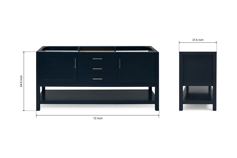Ariel bayhill 72 in. double sink base cabinet